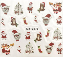 将图片加载到图库查看器，New Christmas Water Decal Nail Art Nail sticker New Year Slider Tattoo Full Cover Santa Claus Snowman Designs Xmas Decals 3D Wave Design Decoration for Women Girls Tape Nail Art Stickers Decal Decoration  Nail Art Accessories Decoration Decal
