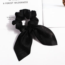 将图片加载到图库查看器，Pure Color Elastic Hair Band Rabbit Ear Bow Pearl Hair Rope Satin Ponytail Scrunchie Bobbles Elastic Hair Ties Ropes Ponytail Holder Accessories for Women And Girls
