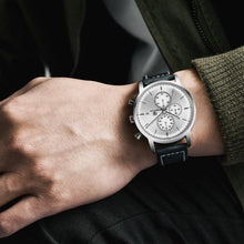 将图片加载到图库查看器，Business Watch Men Fashion Waterproof Military Chronograph Sport Quartz Wristwatch Leather Bracelet
