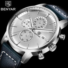将图片加载到图库查看器，Business Watch Men Fashion Waterproof Military Chronograph Sport Quartz Wristwatch Leather Bracelet

