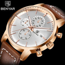 将图片加载到图库查看器，Business Watch Men Fashion Waterproof Military Chronograph Sport Quartz Wristwatch Leather Bracelet

