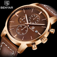 将图片加载到图库查看器，Business Watch Men Fashion Waterproof Military Chronograph Sport Quartz Wristwatch Leather Bracelet
