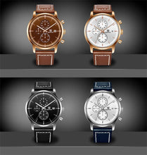将图片加载到图库查看器，Business Watch Men Fashion Waterproof Military Chronograph Sport Quartz Wristwatch Leather Bracelet
