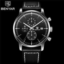 将图片加载到图库查看器，Business Watch Men Fashion Waterproof Military Chronograph Sport Quartz Wristwatch Leather Bracelet
