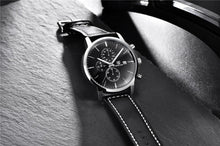 将图片加载到图库查看器，Business Watch Men Fashion Waterproof Military Chronograph Sport Quartz Wristwatch Leather Bracelet
