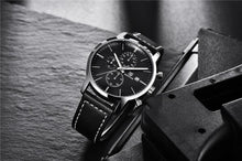 将图片加载到图库查看器，Business Watch Men Fashion Waterproof Military Chronograph Sport Quartz Wristwatch Leather Bracelet
