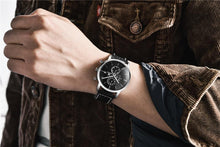 将图片加载到图库查看器，Business Watch Men Fashion Waterproof Military Chronograph Sport Quartz Wristwatch Leather Bracelet
