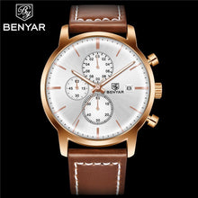 将图片加载到图库查看器，Business Watch Men Fashion Waterproof Military Chronograph Sport Quartz Wristwatch Leather Bracelet
