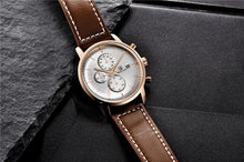 将图片加载到图库查看器，Business Watch Men Fashion Waterproof Military Chronograph Sport Quartz Wristwatch Leather Bracelet
