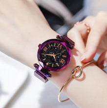 Load image into Gallery viewer, Womens Fashion Starry Sky Watches Magnet Buckle Mesh Belt Diamond Quartz Watch Women Dress Rose Gold Analog Watch Starry Sky Stainless Steel Quartz Ladies Magnetic Band Simple Fashion Gold Watches For Women
