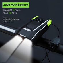 Load image into Gallery viewer, 4000mAh Bicycle Front Light Set USB Rechargeable Smart Headlight With Horn 800 Lumen LED Bicycle Light Set USB Rechargeable Super Bright  Bike Headlight
