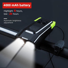 Load image into Gallery viewer, 4000mAh Bicycle Front Light Set USB Rechargeable Smart Headlight With Horn 800 Lumen LED Bicycle Light Set USB Rechargeable Super Bright  Bike Headlight
