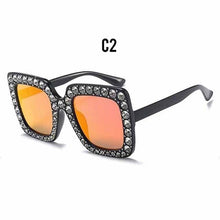Load image into Gallery viewer, Oversized Sunglasses Square Diamond Sunglasses Women Retro Sunglasses Luxury &amp; Diamond Square Shape Sunglasses For Women Branded Attractive Any Size Crystal Sun Glasses For Ladies Gradient Classic Mirror &amp; Decent Shades
