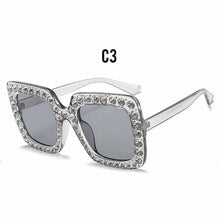 Load image into Gallery viewer, Oversized Sunglasses Square Diamond Sunglasses Women Retro Sunglasses Luxury &amp; Diamond Square Shape Sunglasses For Women Branded Attractive Any Size Crystal Sun Glasses For Ladies Gradient Classic Mirror &amp; Decent Shades
