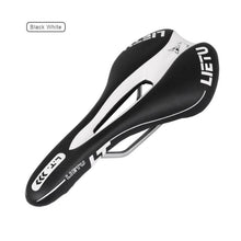 Load image into Gallery viewer, New Bicycle Saddle Ergonomic Road Bike Perforated Seat Foam Cushioned PU Leather Texture Steel Rail Cycle Accessories Mountain Bike Seat Comfortable Memory Foam Bicycle Seats For Mens
