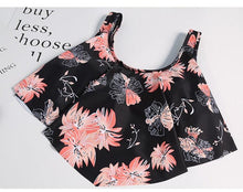 将图片加载到图库查看器，Women High Waist Bikini Plus Size Swimwear Summer Swimsuit Beach Bathing Suit Ruffle Bikini  Floral Printed Ruffle High Waist Bikini Set Women's Tummy Control Bathing Suit Swimsuit Flounce Peplum
