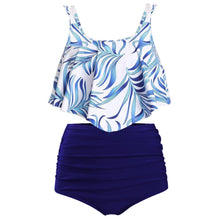 将图片加载到图库查看器，Women High Waist Bikini Plus Size Swimwear Summer Swimsuit Beach Bathing Suit Ruffle Bikini  Floral Printed Ruffle High Waist Bikini Set Women's Tummy Control Bathing Suit Swimsuit Flounce Peplum
