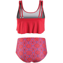 将图片加载到图库查看器，Women High Waist Bikini Plus Size Swimwear Summer Swimsuit Beach Bathing Suit Ruffle Bikini  Floral Printed Ruffle High Waist Bikini Set Women's Tummy Control Bathing Suit Swimsuit Flounce Peplum
