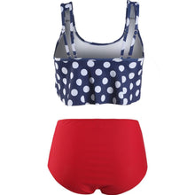 将图片加载到图库查看器，Women High Waist Bikini Plus Size Swimwear Summer Swimsuit Beach Bathing Suit Ruffle Bikini  Floral Printed Ruffle High Waist Bikini Set Women's Tummy Control Bathing Suit Swimsuit Flounce Peplum
