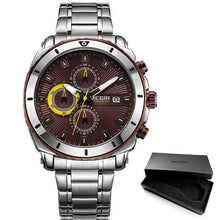 将图片加载到图库查看器，Luxury Men's Business Quartz Watches Blue Fashion Chronograph Elegant Stainless Steel Wristwatches For Man
