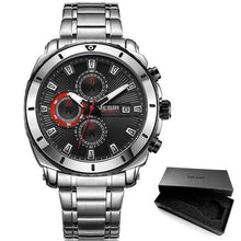 将图片加载到图库查看器，Luxury Men's Business Quartz Watches Blue Fashion Chronograph Elegant Stainless Steel Wristwatches For Man
