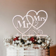 将图片加载到图库查看器，1Pcs Hollow Letter Love Just Married Mr &amp; Mrs Cake Topper Mr and Mrs Cake Toppers Wooden Wedding Cake Topper Party Cake Decoration Mr And Mrs Cake Topper Bride and Groom Wooden Wedding Cake Topper For Wedding Party Supplies
