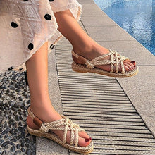将图片加载到图库查看器，Woman Shoes Braided Rope With Traditional Casual Style And Simple Creativity Fashion Sandals Comfortable Summer Sandal With Arch Support Waterproof Comfy Sandals For Travel Beach
