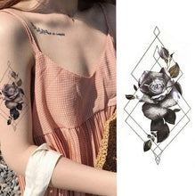 将图片加载到图库查看器，Luxury Colorful And Black Womens Tattoo Temporary Flower Waterproof Elegant Modern Tattoo For Shoulder
