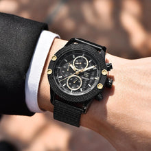 Load image into Gallery viewer, Sport Chronograph Fashion Luxury Men Watches Mesh &amp; Rubber Band Waterproof Quartz Gold Watch For Men
