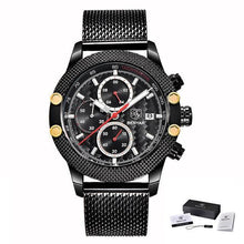 Load image into Gallery viewer, Sport Chronograph Fashion Luxury Men Watches Mesh &amp; Rubber Band Waterproof Quartz Gold Watch For Men
