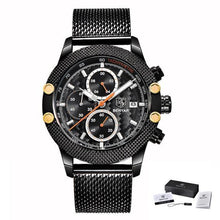 Load image into Gallery viewer, Sport Chronograph Fashion Luxury Men Watches Mesh &amp; Rubber Band Waterproof Quartz Gold Watch For Men
