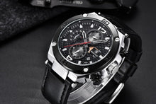 Load image into Gallery viewer, Multifunction Luxury 2021 Men's Watch Quartz Genuine Leather Strap Sport Chronograph Waterproof Men Wrist Watch
