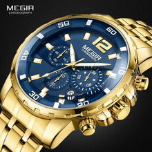 Load image into Gallery viewer, Luxury Men's Gold Business Watches Quartz Analogue Wristwatch Stainless Steel Waterproof Luminous Watch
