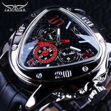 Load image into Gallery viewer, Elegant Sport Triangle Mens Watch Luxury Racing Modern Design Black Classic Leather Strap Wrist Watch For Men
