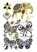将图片加载到图库查看器，Luxury Metallic Temporary Tattoo Gold Silver Flower Sticker Long Lasting Gold Design For Womens
