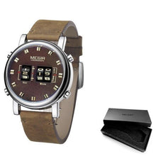 Load image into Gallery viewer, New Military Sport Watches Luxury Brown Leather Strap Quartz Wrist Watch Stylish Roller Watch For Men
