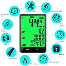 Load image into Gallery viewer, Waterproof Bicycle Computer Wireless And Wired Bike Cycling Odometer Stopwatch Speedometer Bicycle Speedometer With LCD Display 20 Functions And Automatic Wake-up
