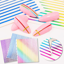 将图片加载到图库查看器，Nail Strip Stickers Black Gold Rose Gold Silver Metal Strip Tape Nail Art Adhesive Foil Tips Nail Sticker Decals Metallic Curve Strip Line Nail Decal Self-Adhesive 3D Wave Design Decoration for Women Girls Tape Nail Art Stickers Decal Decoration
