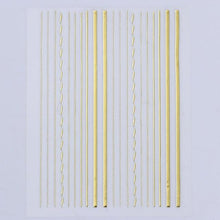 将图片加载到图库查看器，Nail Strip Stickers Black Gold Rose Gold Silver Metal Strip Tape Nail Art Adhesive Foil Tips Nail Sticker Decals Metallic Curve Strip Line Nail Decal Self-Adhesive 3D Wave Design Decoration for Women Girls Tape Nail Art Stickers Decal Decoration
