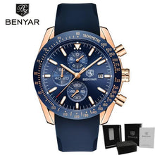 将图片加载到图库查看器，2021 Blue Men Watch Luxury Design Watches Silicone Band Male Wrist Watches Men's Chronograph Round Watch
