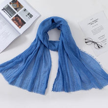 将图片加载到图库查看器，Long Soft Cotton Lightweight Crinkle Hijab Scarf Elegant Headscarf Head Wrap Islamic Head Wraps Hijab For Women 70*175cm
