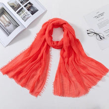 将图片加载到图库查看器，Long Soft Cotton Lightweight Crinkle Hijab Scarf Elegant Headscarf Head Wrap Islamic Head Wraps Hijab For Women 70*175cm
