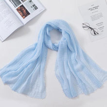 将图片加载到图库查看器，Long Soft Cotton Lightweight Crinkle Hijab Scarf Elegant Headscarf Head Wrap Islamic Head Wraps Hijab For Women 70*175cm
