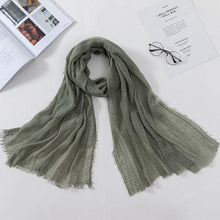 将图片加载到图库查看器，Long Soft Cotton Lightweight Crinkle Hijab Scarf Elegant Headscarf Head Wrap Islamic Head Wraps Hijab For Women 70*175cm
