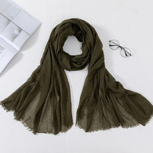 将图片加载到图库查看器，Long Soft Cotton Lightweight Crinkle Hijab Scarf Elegant Headscarf Head Wrap Islamic Head Wraps Hijab For Women 70*175cm
