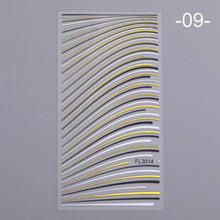 将图片加载到图库查看器，Nail Strip Stickers Black Gold Rose Gold Silver Metal Strip Tape Nail Art Adhesive Foil Tips Nail Sticker Decals Metallic Curve Strip Line Nail Decal Self-Adhesive 3D Wave Design Decoration for Women Girls Tape Nail Art Stickers Decal Decoration
