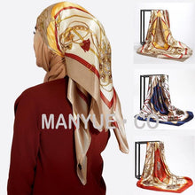 Load image into Gallery viewer, Luxury Long Soft Square Silk Scarves Lightweight Elegant Satin Silk Soft Head Wrap Escharpe Hijab Scarf Muslim Female Silky Shawls Wrap Hair Head Scarves Bandanna For  Women 90*90cm
