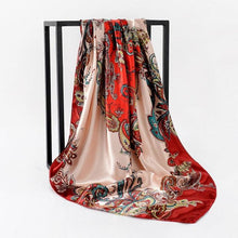 Load image into Gallery viewer, Luxury Long Soft Square Silk Scarves Lightweight Elegant Satin Silk Soft Head Wrap Escharpe Hijab Scarf Muslim Female Silky Shawls Wrap Hair Head Scarves Bandanna For  Women 90*90cm

