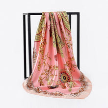 Load image into Gallery viewer, Luxury Long Soft Square Silk Scarves Lightweight Elegant Satin Silk Soft Head Wrap Escharpe Hijab Scarf Muslim Female Silky Shawls Wrap Hair Head Scarves Bandanna For  Women 90*90cm
