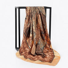 Load image into Gallery viewer, Luxury Long Soft Square Silk Scarves Lightweight Elegant Satin Silk Soft Head Wrap Escharpe Hijab Scarf Muslim Female Silky Shawls Wrap Hair Head Scarves Bandanna For  Women 90*90cm
